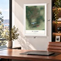 St. Elmo, Illinois map, 18 x 24 inch print in a white frame in a home office