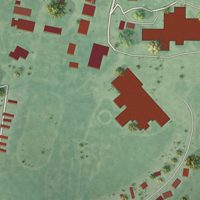 Second close-up of the map of St. Francis, South Dakota print showing more streets and buildings