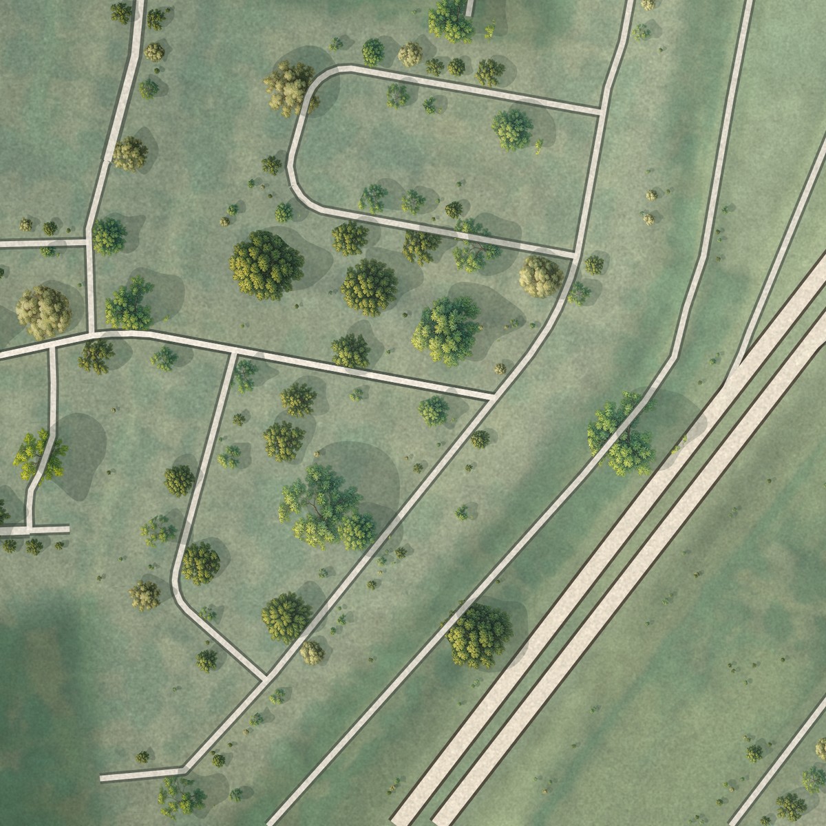 Second close-up of the map of St. George, Missouri print showing more streets and buildings