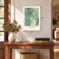 St. George, Vermont map, 12 x 18 inch print in a white frame in an entryway