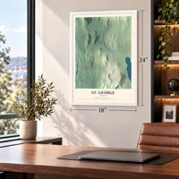 St. George, Vermont map, 18 x 24 inch print in a white frame in a home office