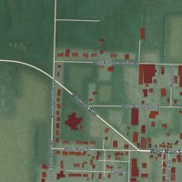 Second close-up of the map of St. Henry, Ohio print showing more streets and buildings