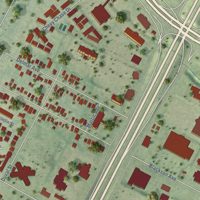 Second close-up of the map of St. Johns, Texas print showing more streets and buildings