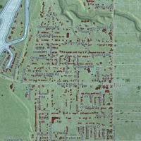 Second close-up of the map of St. Joseph, Berrien County, Michigan print showing more streets and buildings