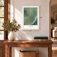 St. Joseph, Louisiana map, 12 x 18 inch print in a white frame in an entryway
