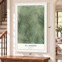 St. Joseph, Tennessee map, 24 x 36 inch print in a white frame by a staircase