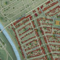 Second close-up of the map of St. Louis Hills, Missouri print showing more streets and buildings
