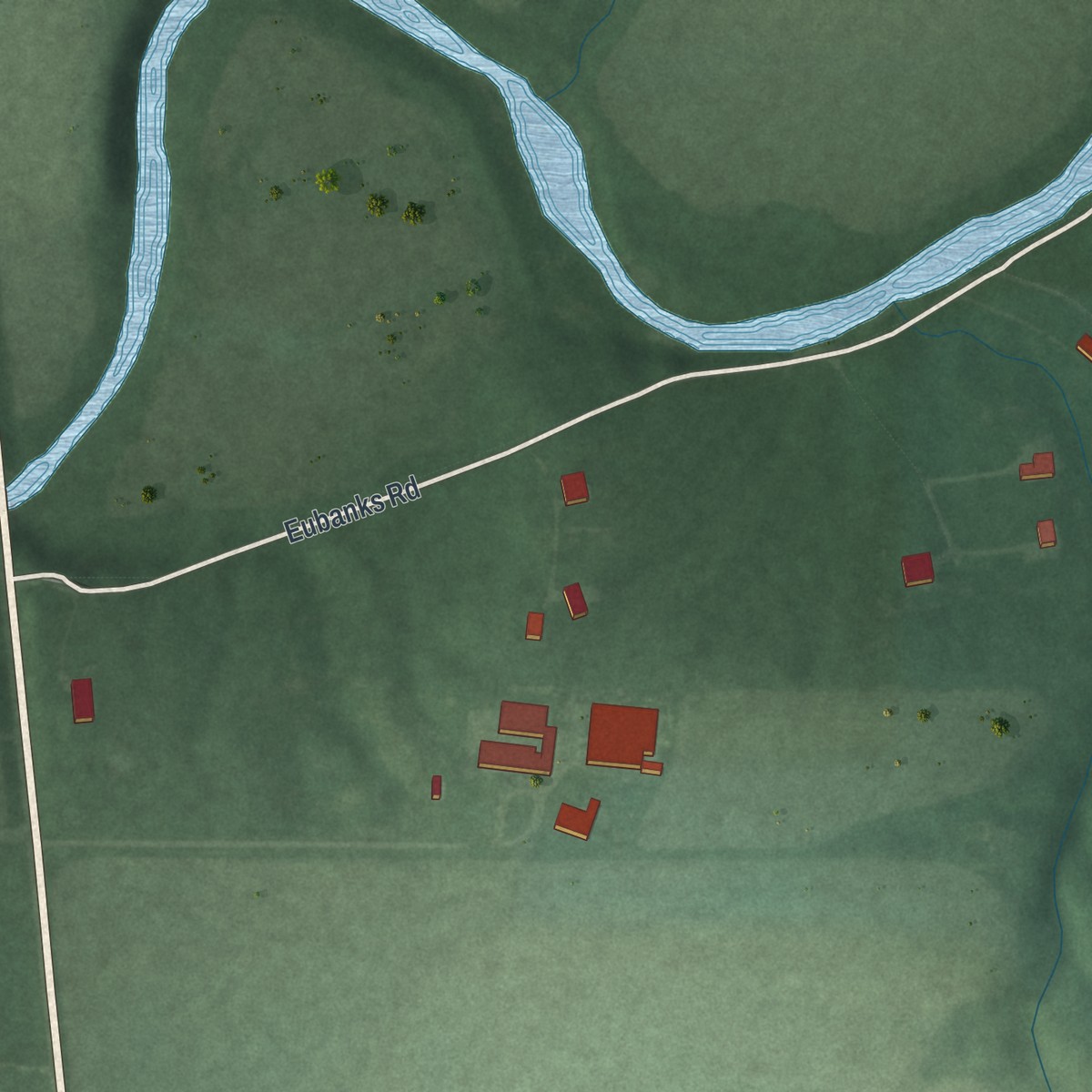 Second close-up of the map of St. Martin, Ohio print showing more streets and buildings