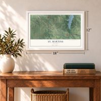 St. Martins, Missouri map, 12 x 18 inch print in a white frame in an entryway