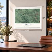 St. Meinrad, Indiana map, 18 x 24 inch print in a white frame in a home office