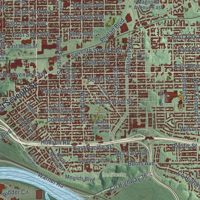 Second close-up of the map of St. Paul, Minnesota print showing more streets and buildings