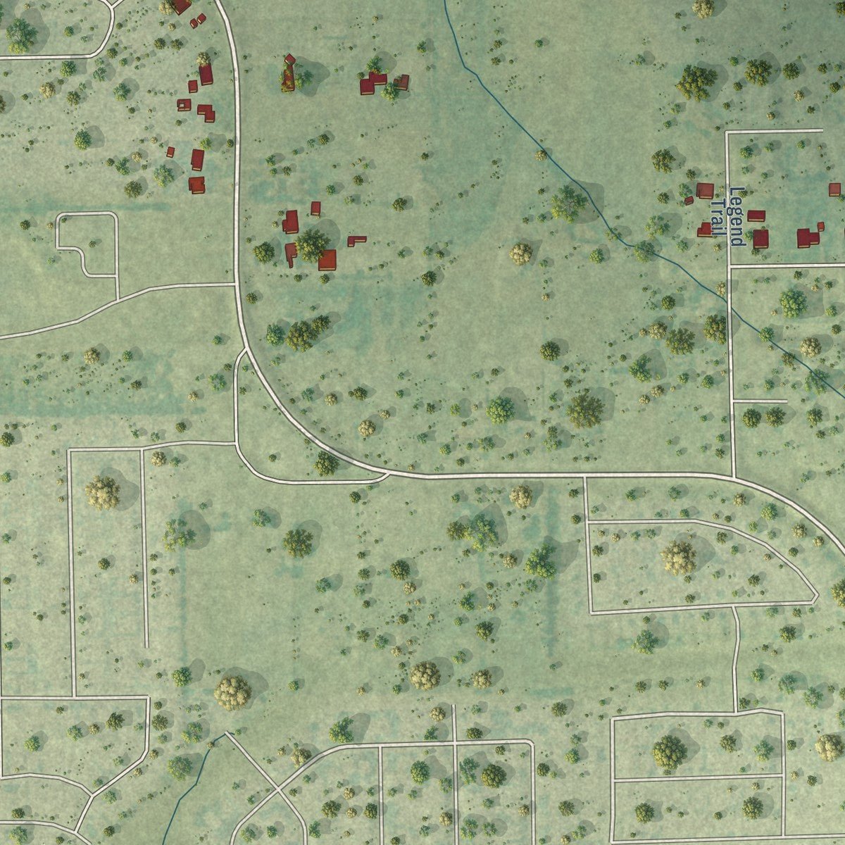 Second close-up of the map of St. Paul, Texas print showing more streets and buildings