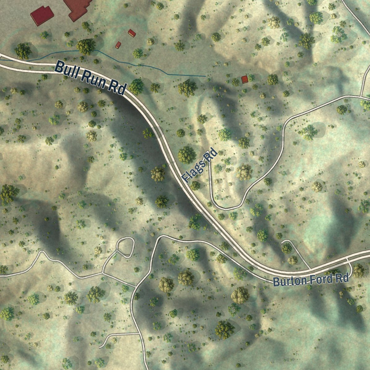 Second close-up of the map of St. Paul, Virginia print showing more streets and buildings