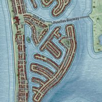 Second close-up of the map of St. Pete Beach, Florida print showing more streets and buildings