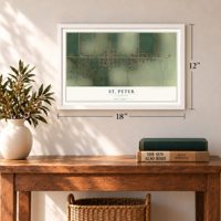 St. Peter, Illinois map, 12 x 18 inch print in a white frame in an entryway