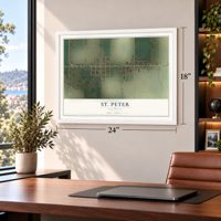 St. Peter, Illinois map, 18 x 24 inch print in a white frame in a home office