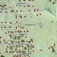 Second close-up of the map of St. Peter, Wisconsin print showing more streets and buildings
