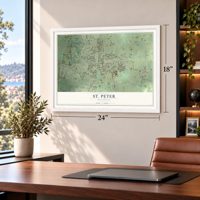 St. Peter, Wisconsin map, 18 x 24 inch print in a white frame in a home office