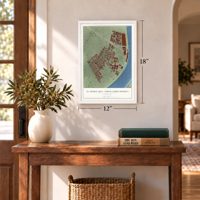 St. Thomas Area - Lower Garden District, Louisiana map, 12 x 18 inch print in a white frame in an entryway