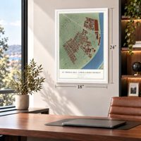 St. Thomas Area - Lower Garden District, Louisiana map, 18 x 24 inch print in a white frame in a home office