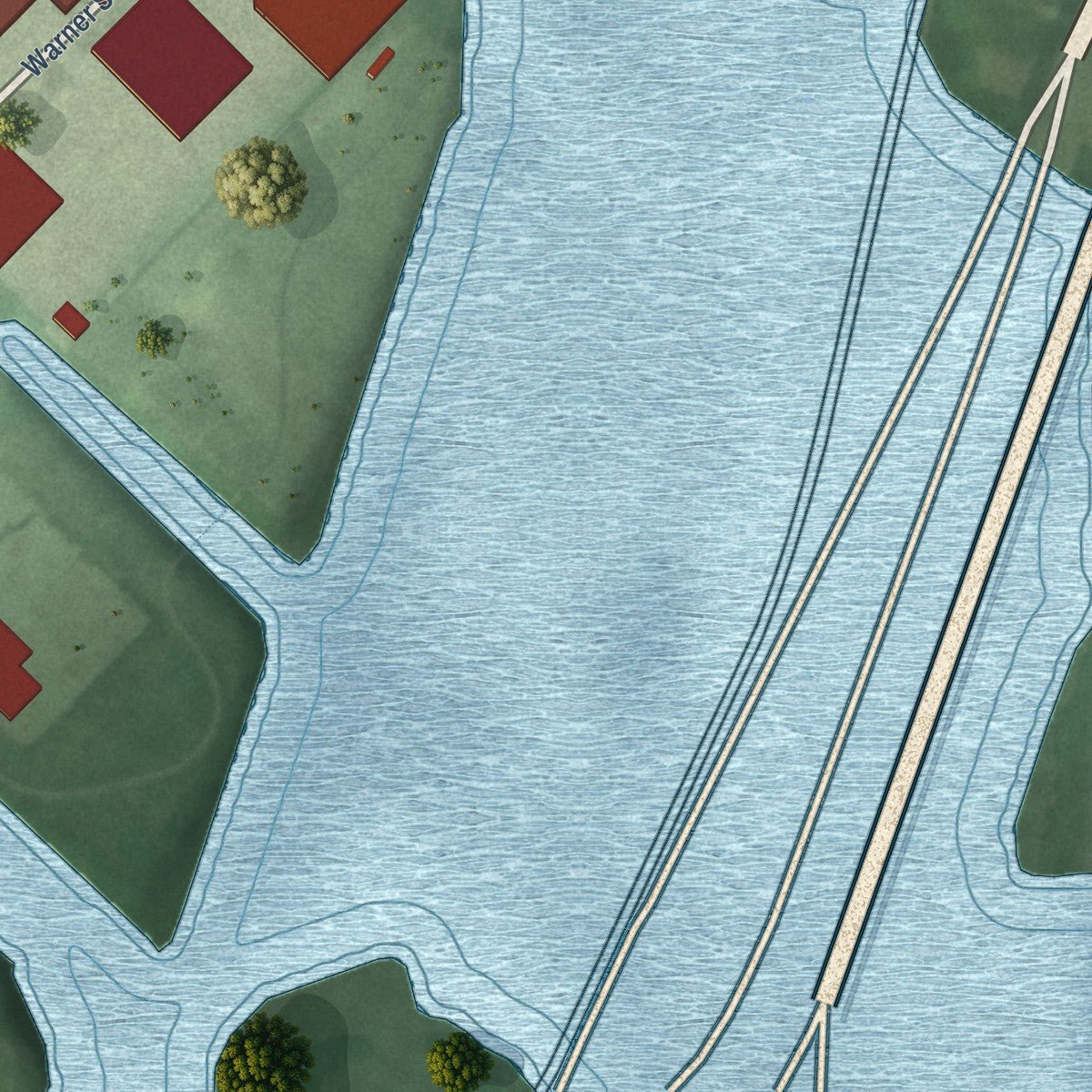 Second close-up of the map of Stadium-Entertainment Area, Maryland print showing more streets and buildings