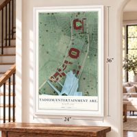 Stadium-Entertainment Area, Maryland map, 24 x 36 inch print in a white frame by a staircase