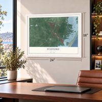 Stafford, New Jersey map, 18 x 24 inch print in a white frame in a home office