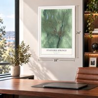 Stafford Springs, Connecticut map, 18 x 24 inch print in a white frame in a home office