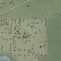 Second close-up of the map of Stagecoach, Nevada print showing more streets and buildings