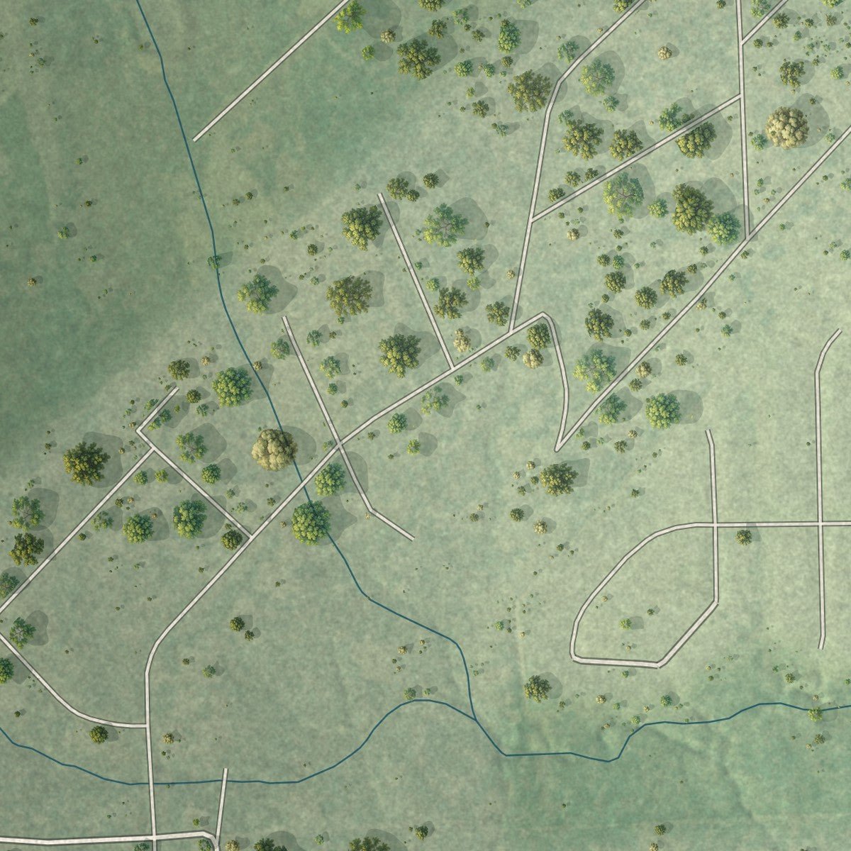 Second close-up of the map of Stagecoach, Texas print showing more streets and buildings