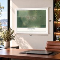 Standard, Illinois map, 18 x 24 inch print in a white frame in a home office