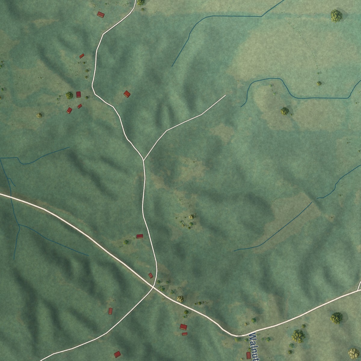 Second close-up of the map of Standing Pine, Mississippi print showing more streets and buildings