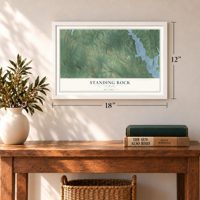 Standing Rock, Alabama map, 12 x 18 inch print in a white frame in an entryway