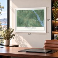 Standing Rock, Alabama map, 18 x 24 inch print in a white frame in a home office