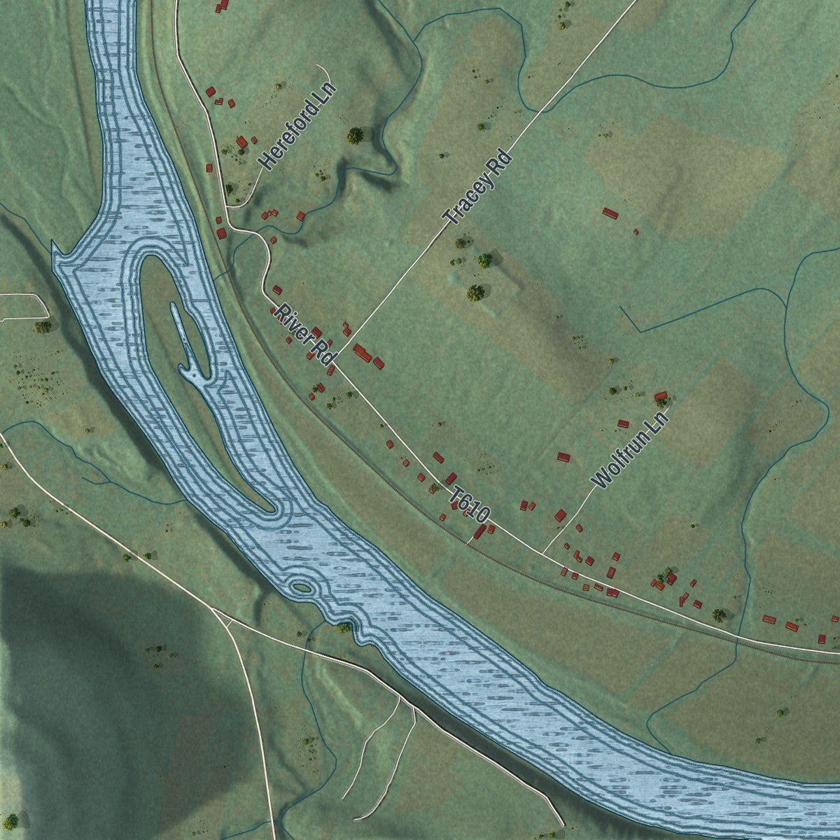 Second close-up of the map of Standing Stone, Pennsylvania print showing more streets and buildings