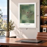 Stanford, Illinois map, 18 x 24 inch print in a white frame in a home office