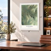Stannards, New York map, 18 x 24 inch print in a white frame in a home office
