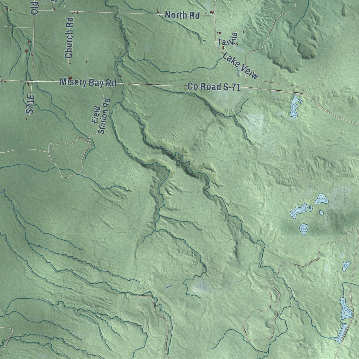 Second close-up of the map of Stanton, Houghton County, Michigan print showing more streets and buildings