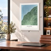 Stanton, Houghton County, Michigan map, 18 x 24 inch print in a white frame in a home office