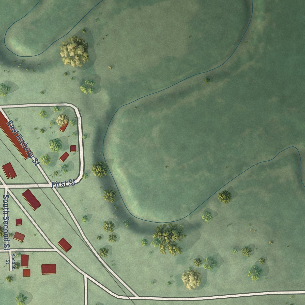 Second close-up of the map of Staplehurst, Nebraska print showing more streets and buildings