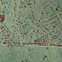 Second close-up of the map of Staples, Connecticut print showing more streets and buildings