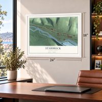 Starbrick, Pennsylvania map, 18 x 24 inch print in a white frame in a home office