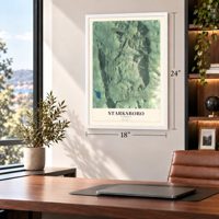 Starksboro, Vermont map, 18 x 24 inch print in a white frame in a home office
