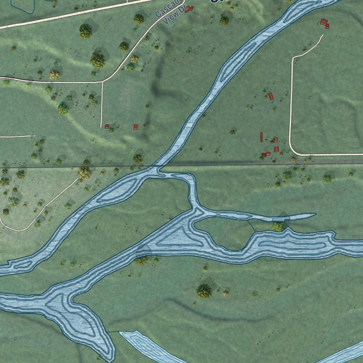 Second close-up of the map of Startup, Washington print showing more streets and buildings