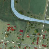 Second close-up of the map of Ste. Marie, Illinois print showing more streets and buildings