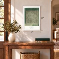 Stebbins, California map, 12 x 18 inch print in a white frame in an entryway