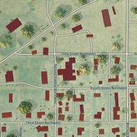 Second close-up of the map of Steele, North Dakota print showing more streets and buildings