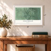 Steely Hollow, Oklahoma map, 12 x 18 inch print in a white frame in an entryway