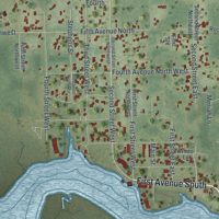Second close-up of the map of Steinhatchee, Florida print showing more streets and buildings