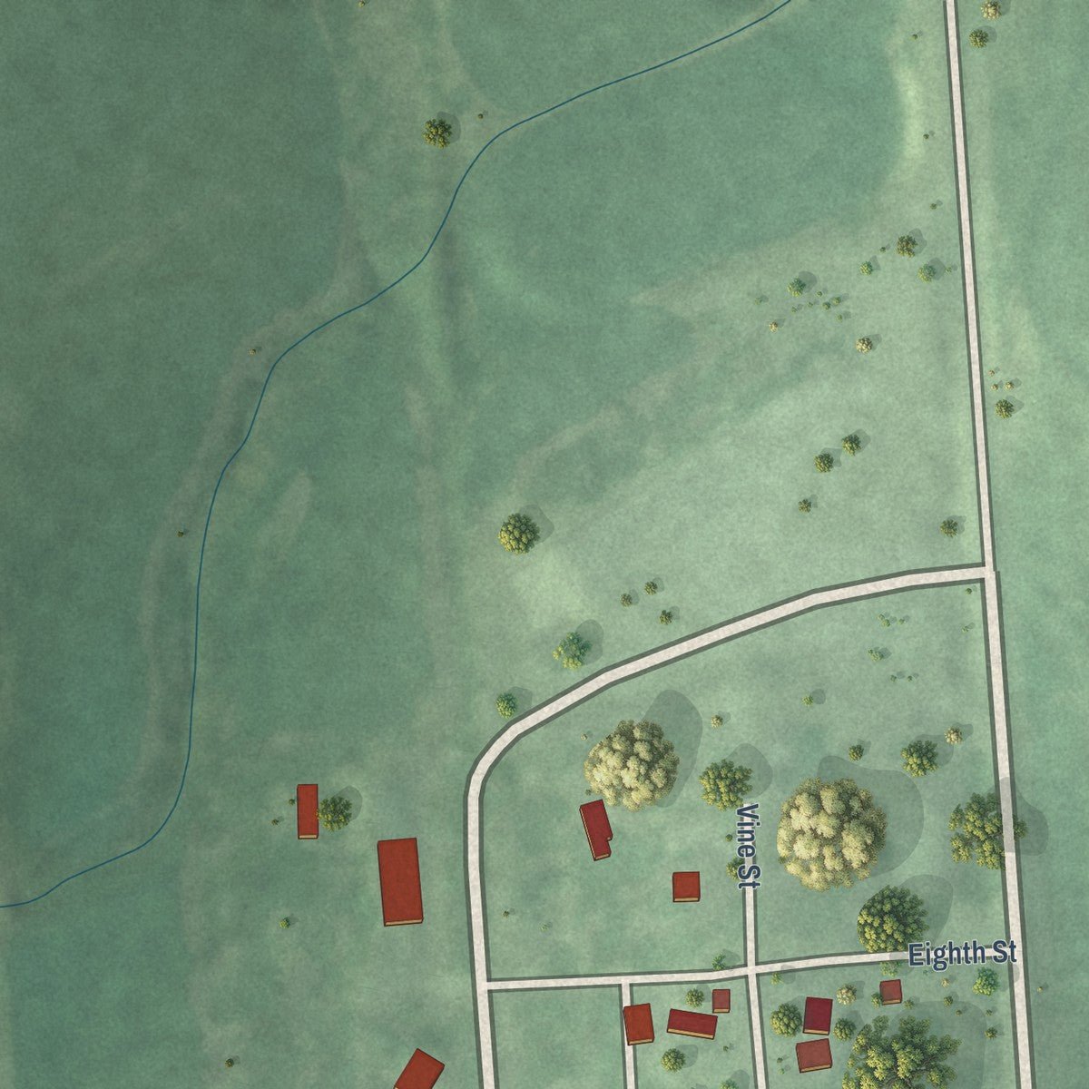 Second close-up of the map of Stella, Nebraska print showing more streets and buildings